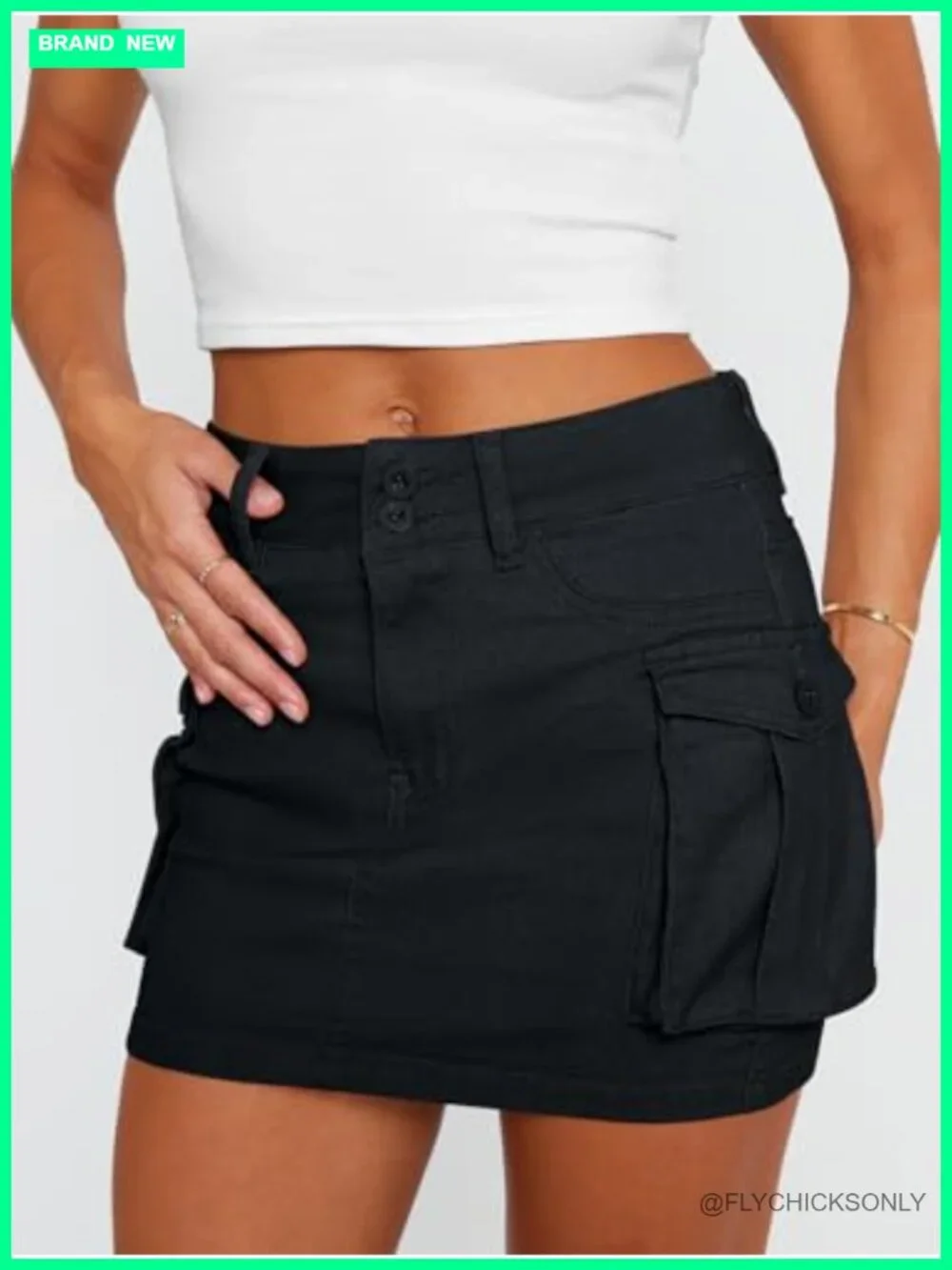 Women Denim Cargo Mini Skirt with Pockets Summer Y2K
